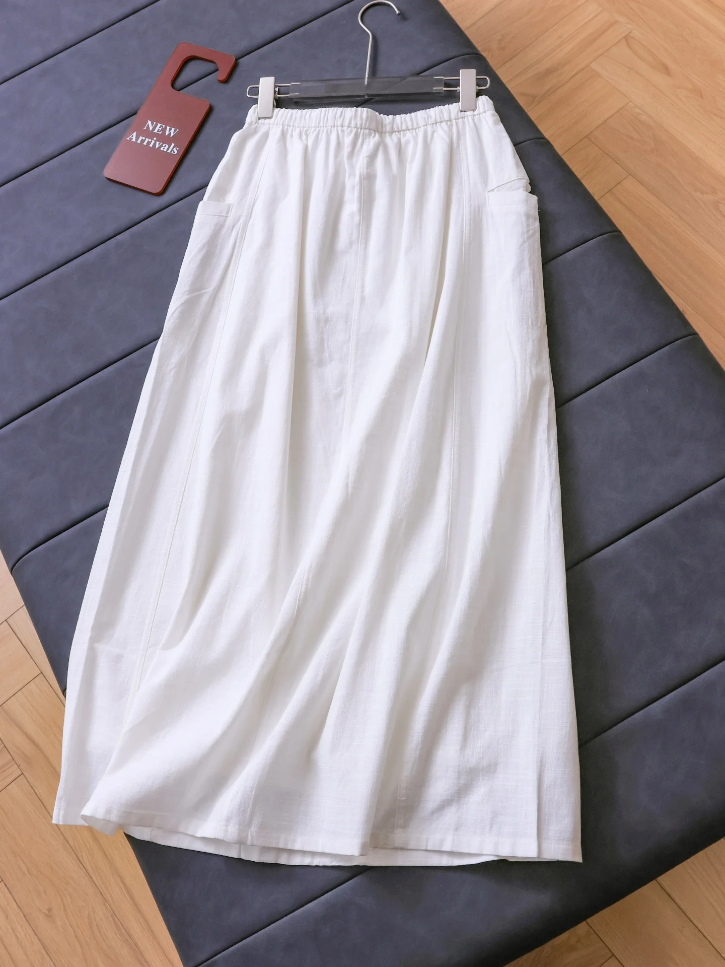Casual Loose Fit Drawstring Waist High Waist Cotton Straight Cut Midi Skirt for Women  Color Slimming Tummy Covering