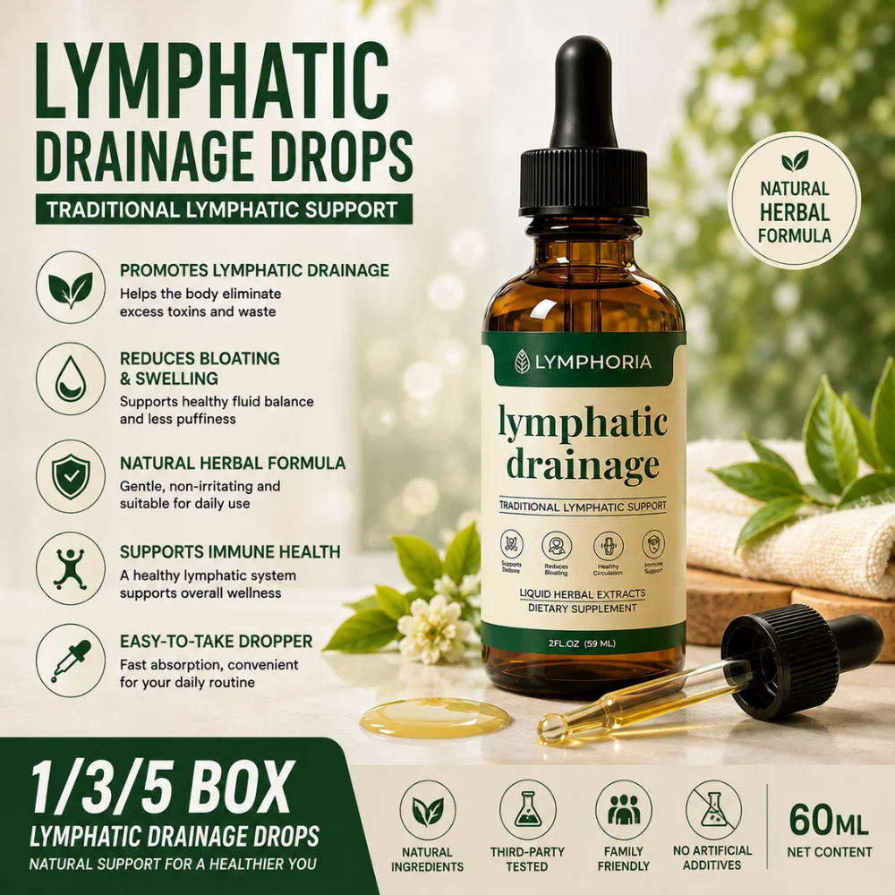 60ml Herbal Lymphatic Support Drops Gentle Non Irritating Liquid Formula Fast Absorption Swelling Care for Daily Use