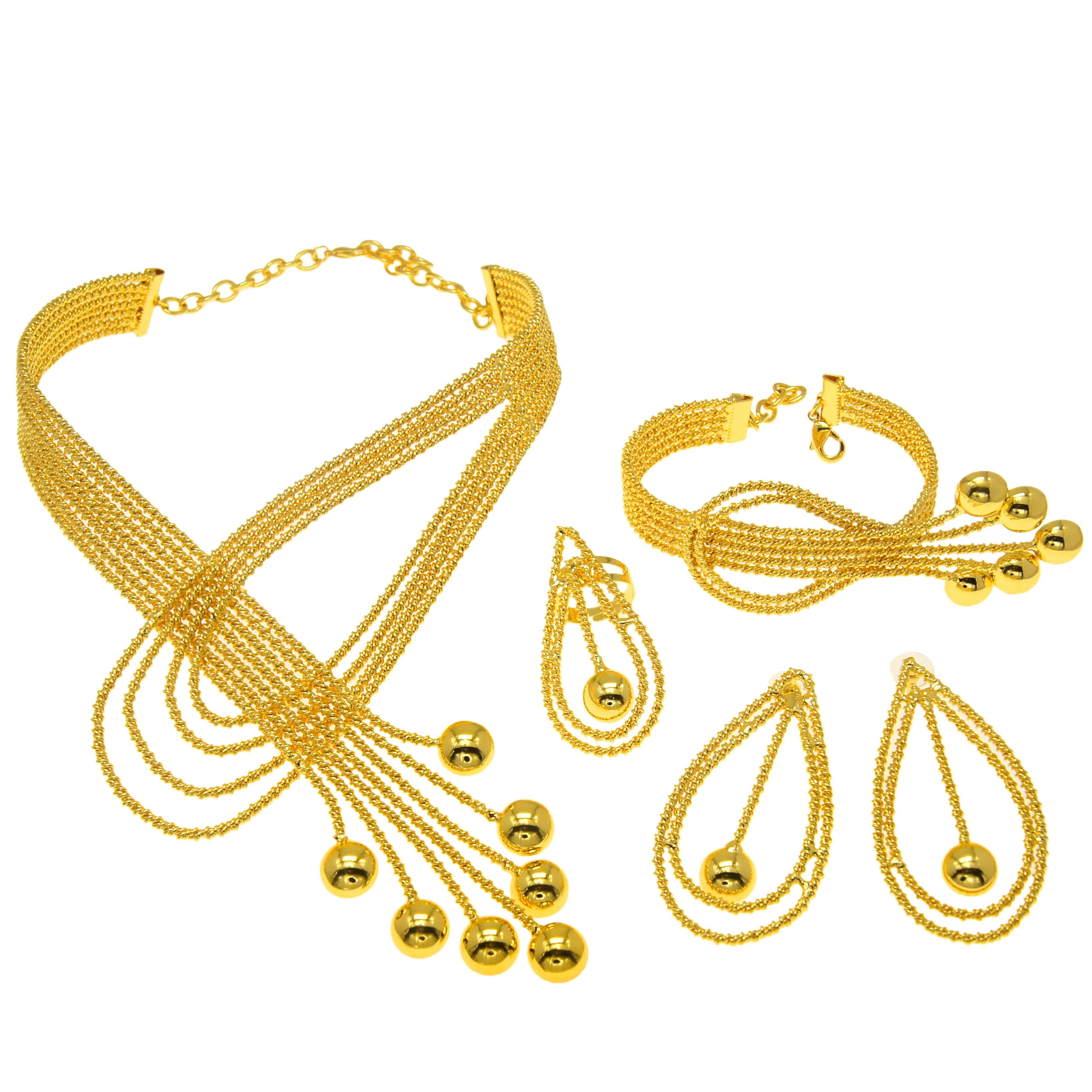 New charm 18K gold-plated women's jewelry set, exquisite water drop element African wedding anniversary earrings