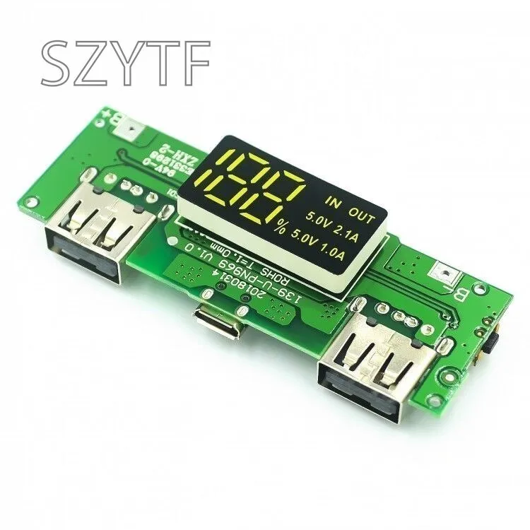 Lithium Battery Charger Board LED Dual USB 5V 2.4A Micro or Type-C USB Mobile Power Bank 18650 Charging Module