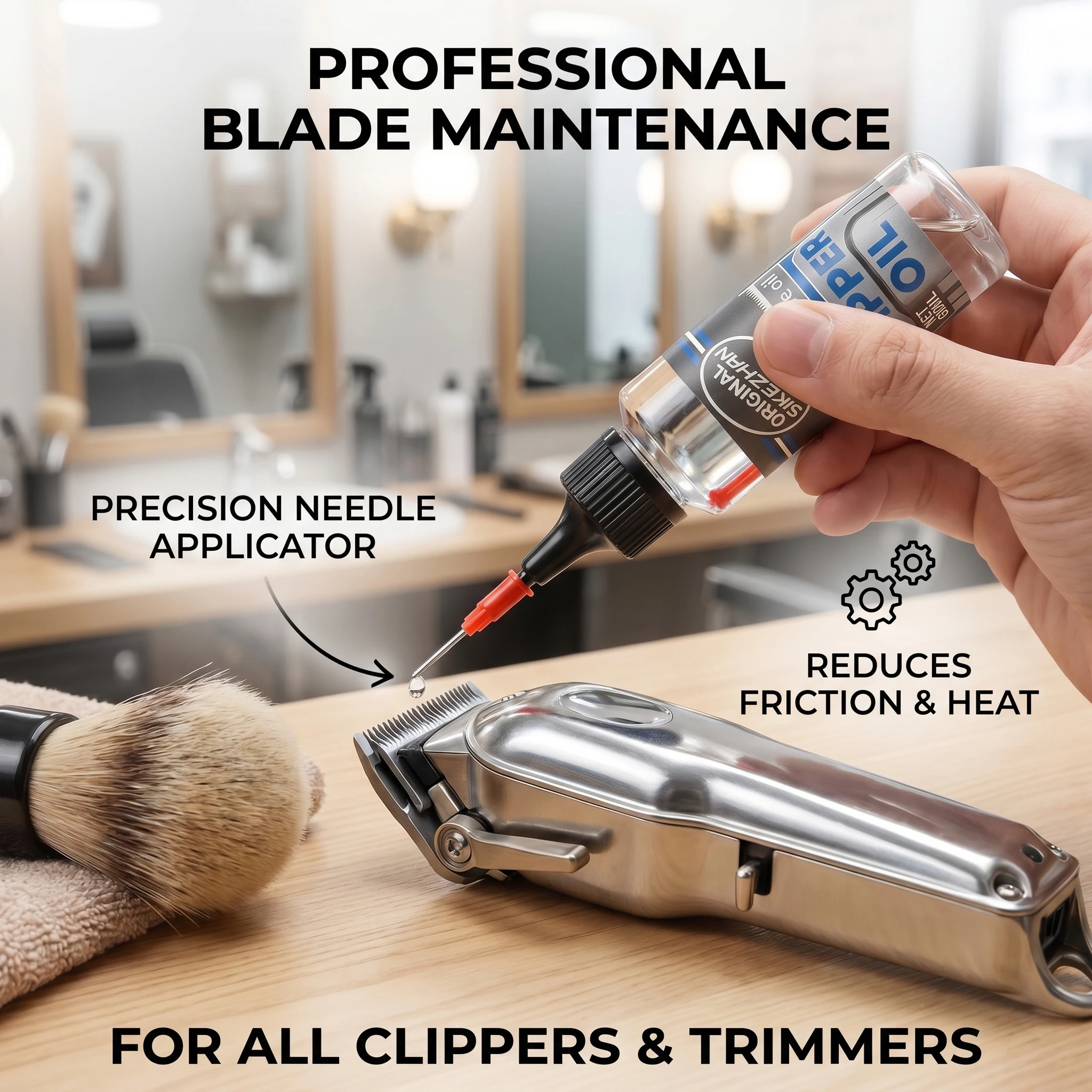 Clipper Oil with Precision Needle Tip for Barber, Pet Grooming, & Home Hair Clippers, Smoother Cuts, Reduced Noise, 60ml Net