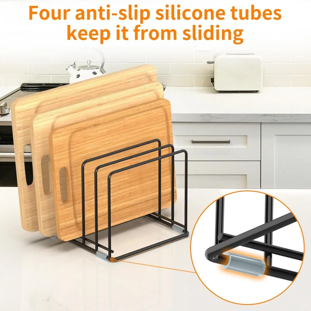 2-Pack Kitchen Cabinet Organizer, 5-Slot Baking Tray & Cutting Board Rack, Space-Saving Storage for Small Kitchens