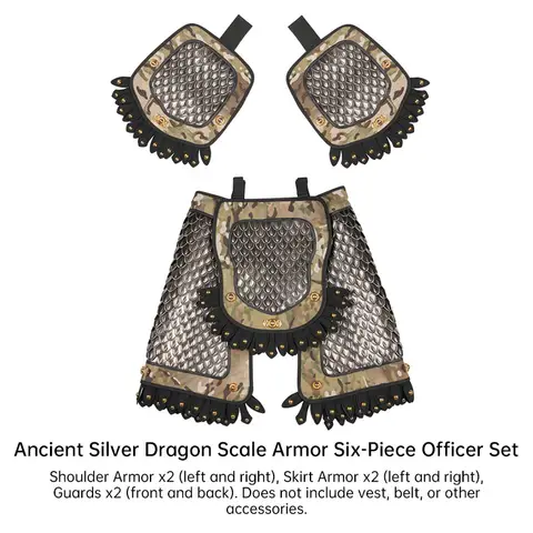 Juego de armadura de hombro táctica de 6 uds, conjunto de armadura de escala de dragón suave de aire táctico de estilo chino, Protector de combate de guerrero caballero Cos P