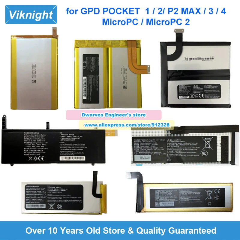

6664107 6564108 AEC634280 654793-2 AEC4547154 456272 AEC4941107 4538C6 Battery for GPD Pocket 1/2/3/4 P2 MAX MicroPC MicroPC2