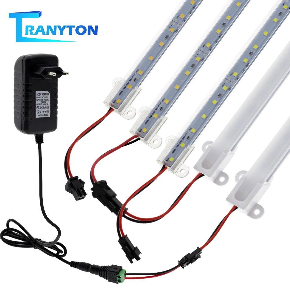 24V 36LEDs Bar Lights 50CM Hard Rigid Tube Warm/Natural/White Light LED Strips SMD2835 Lamp for DIY With 220V Adapter