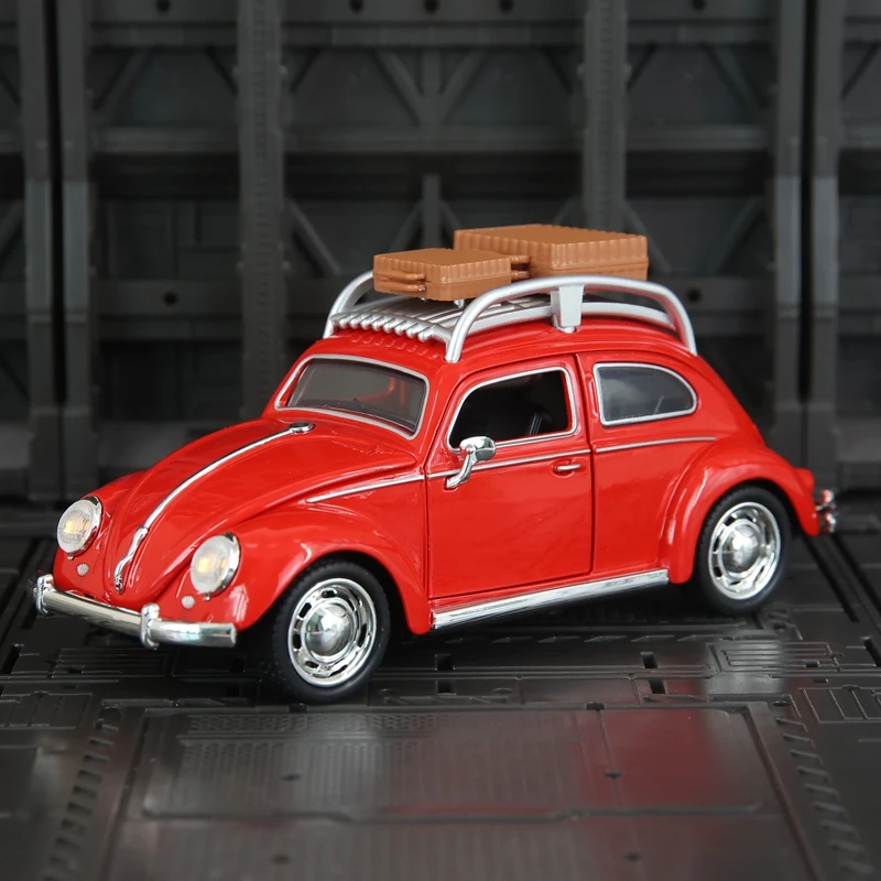 

1:32 Beetle ностальгическая ретро модель автомобиля из сплава, украшение, дверь можно открыть, детская звуковая и световая связь, игрушечный автомобиль в подарок