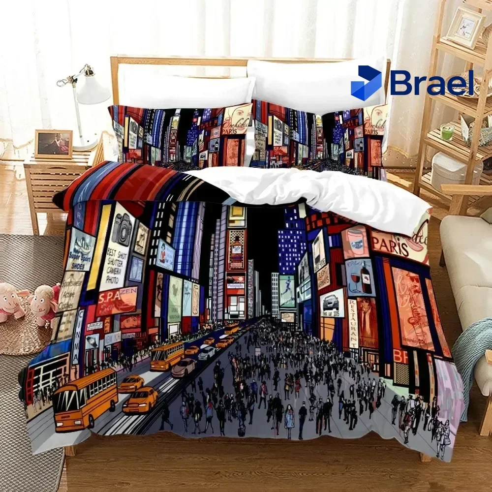 Exquisite New York City Night View Bedding Set Queen King Size Comforter Cover Duvet Cover Pillowcase Set Soft Home Textile Bed