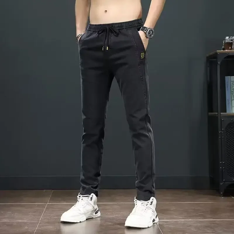 

Office Straight Pocket Summer Thin Cotton Men's Casual Pants Slim Fit Baggy Male Trousers Loose Business Plus Size Korean Style