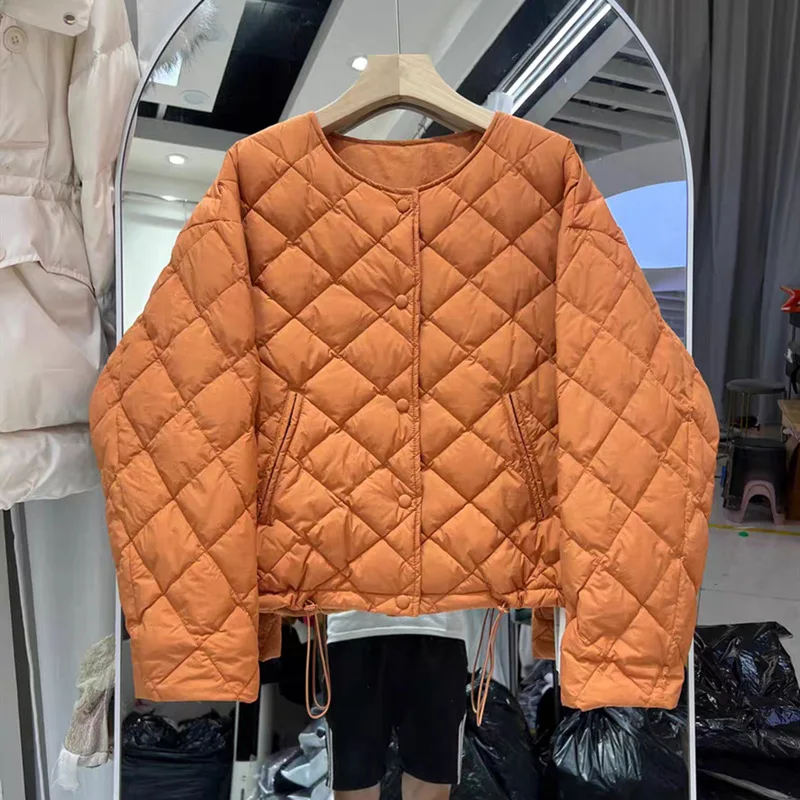 

Women's Lightweight Puffin Down Parka 90% White Duck Down Coat Fashionable and Loose for Spring and Autumn Jacket Women