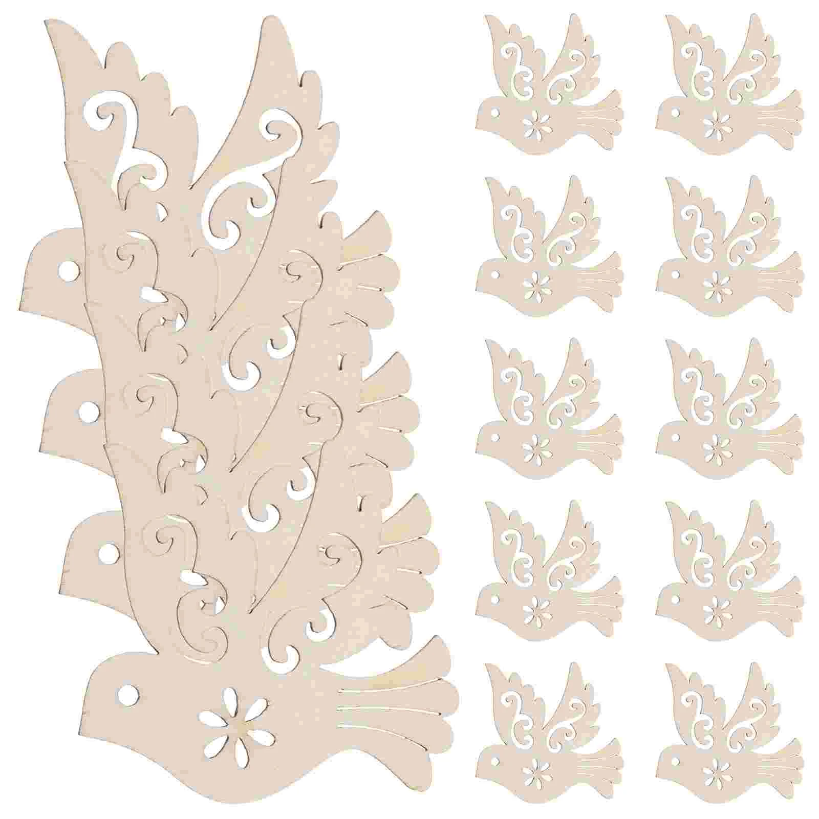 

50 Pcs Scrapbook Embellishments Peace Dove Accessories Wood Pigeon Bedroom Wall Ornament