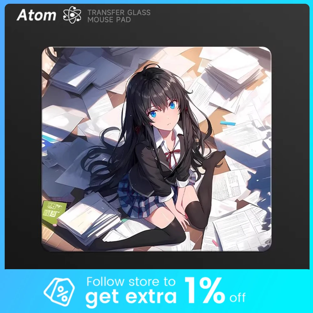 

ATOM TRANSFER Glass Mousepad FPS Smooth and Speed Mouse Pad Dirt-resistant and Durable Coated Surface For TTK APEX CSGO PC Gamer