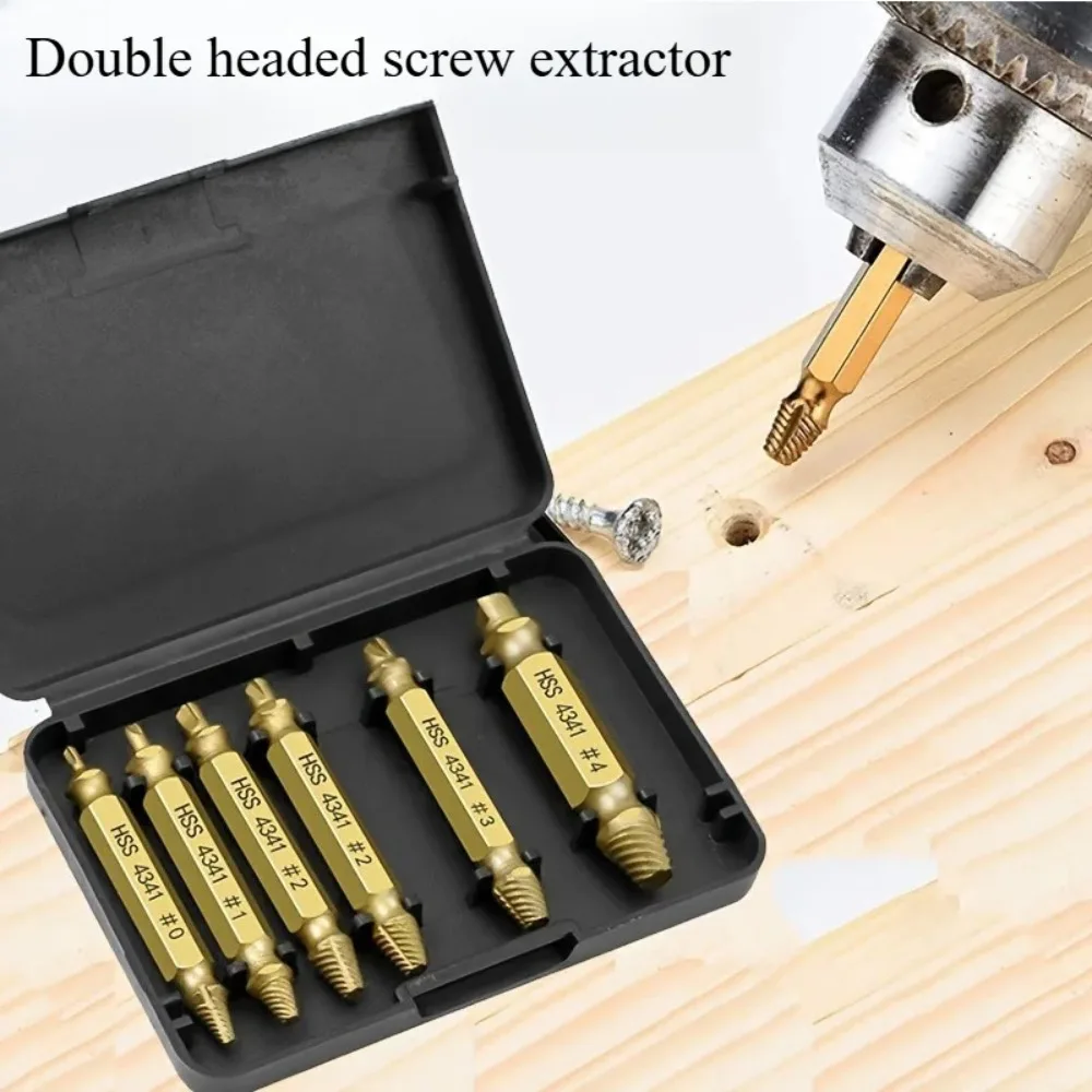 6Pcs HSS Damaged Screw Extractor Set,Stripped Screw Bolt Remover Reverse Drill Bits Kit for Broken Screw Removal Power Hand Tool