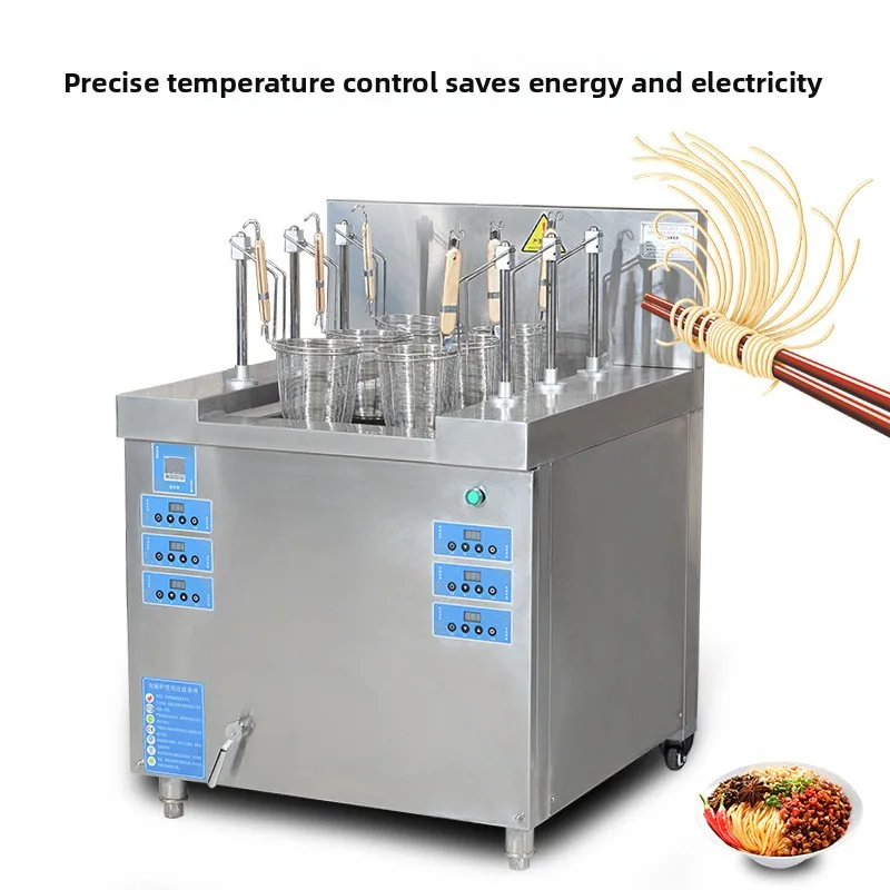Commercial Six-head Noodle Cooking Stove, Automatic Lifting Noodle Cooking Pot, Noodle Cooking Malatang Snack Equipment