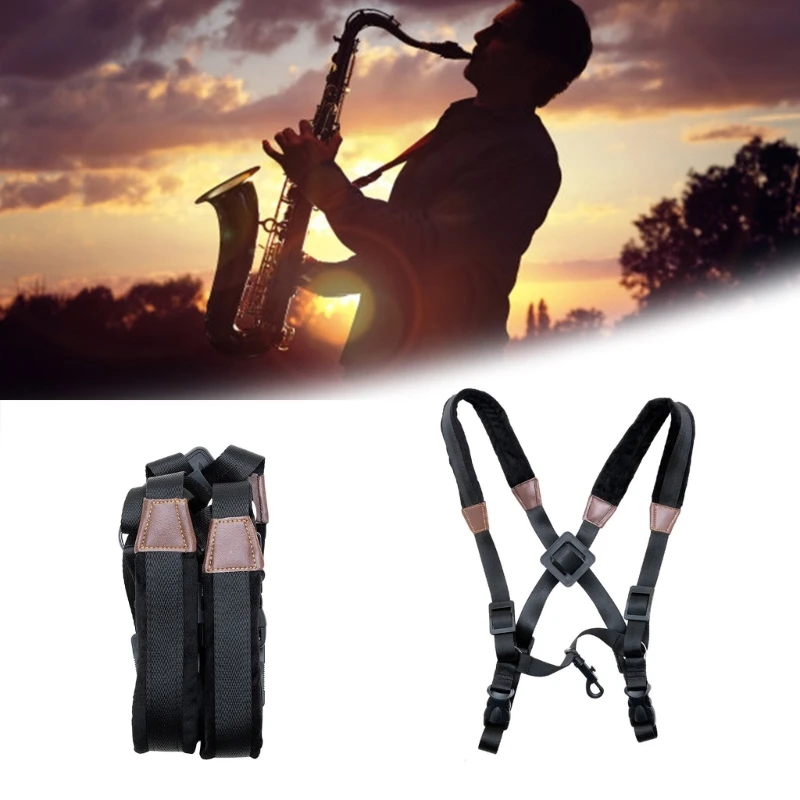 

Saxophone Harnesses Strap, Padded Saxophone Shoulder Strap Sax Chest Strap for Starter, Double Shoulder Saxophone Strap 69HD