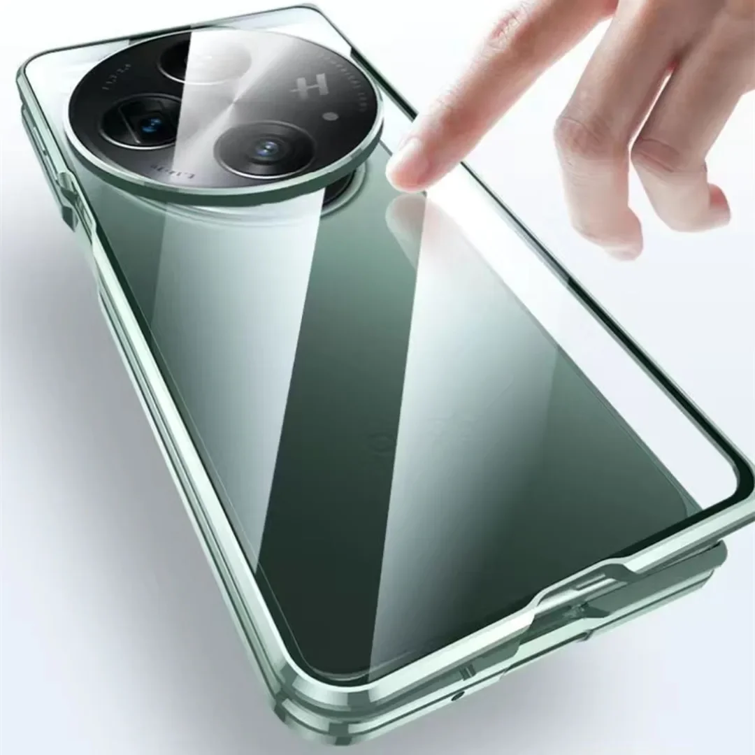 Alloy Metal Frame Bumper Magnetic Flip Case For OnePlus OPEN OPPO Find N3 Anti-Spy Privacy HD 9H Tempered Glass Protector Cover