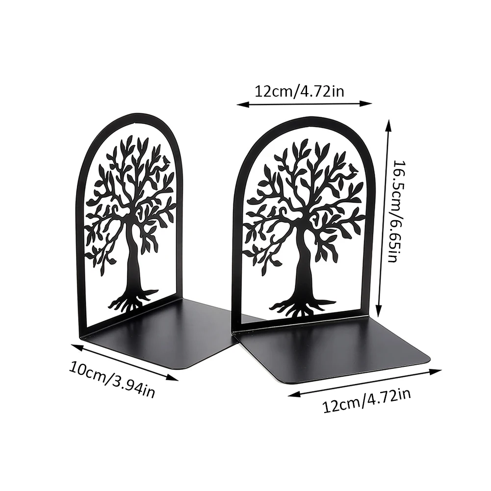 1 زوج ديكور المنزل حامل كتب مكتب المدرسة مكتبة شجرة نمط الثقيلة تصميم فريد من نوعه المعادن المضادة للانزلاق يدعم غلاف الكتب