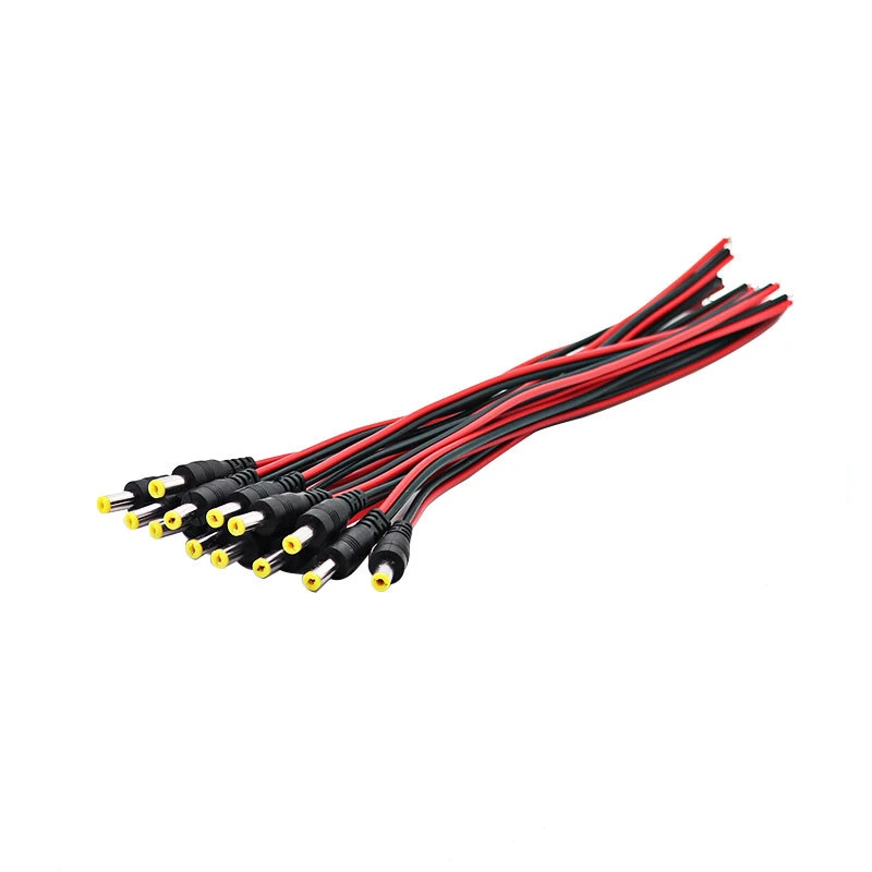 10szt 5.5 * 2.1 mm Męska wtyczka żeńska 12V Dc Power Pigtail Cable Jack do złącza kamery Cctv Przedłużenie ogona Przewód 12V DC