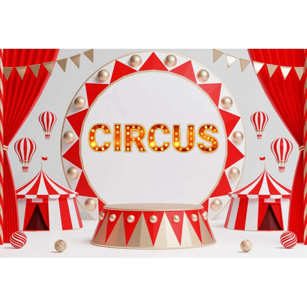 السيرك كرنفال التصوير خلفية ، عجلة فيريس خيمة حمراء ، ديكور حفلة عيد ميلاد ، استوديو الصور حديثي الولادة ، AI اللوحة