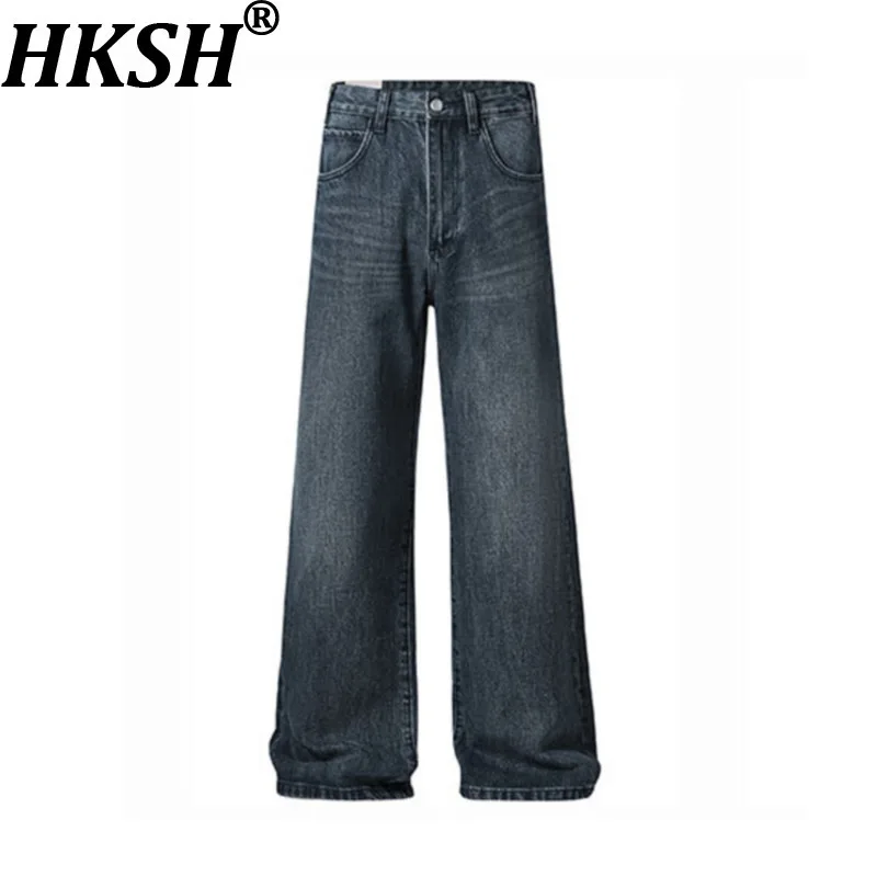 

HKSH весна осень новые мужские джинсы Tide модные простые элегантные модные винтажные прямые свободные джинсовые брюки шикарные элегантные HK11443