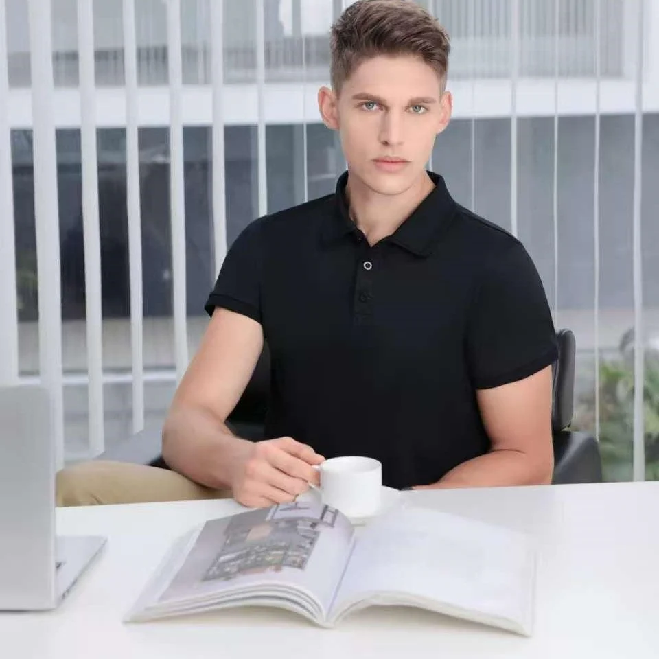 Casual Daily Training Polo Shirts Men Women Cotton Black Short-sleeved Lapel T-shirts Sportswear Office Streetwear Tees Summer