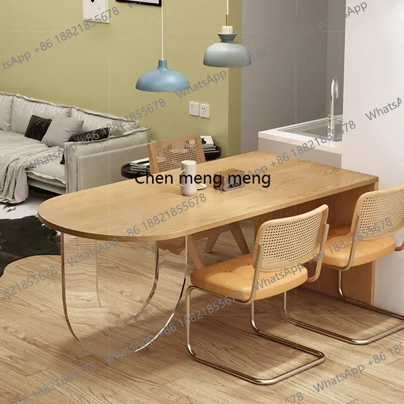 

Design Acrylic Dining Table Wooden Waterproof Nordic Elegant Dining Table Minimalist Modern Mesas De Comedor Kitchen Furniture