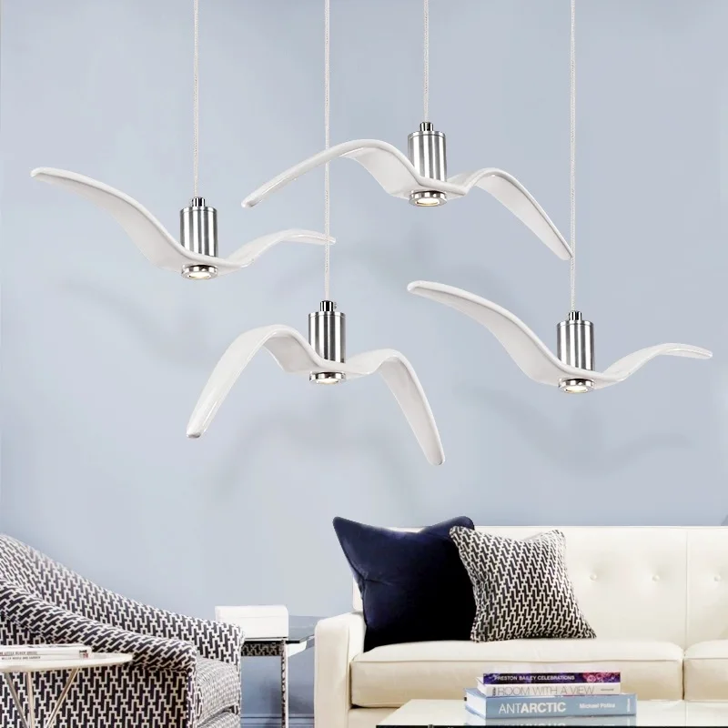 Nordic Modern Resin Seagull Pendant Lamp, LED Hanging Light,Home Decor Lighting for Bedroom,Bedside,Dining Room,Living Room