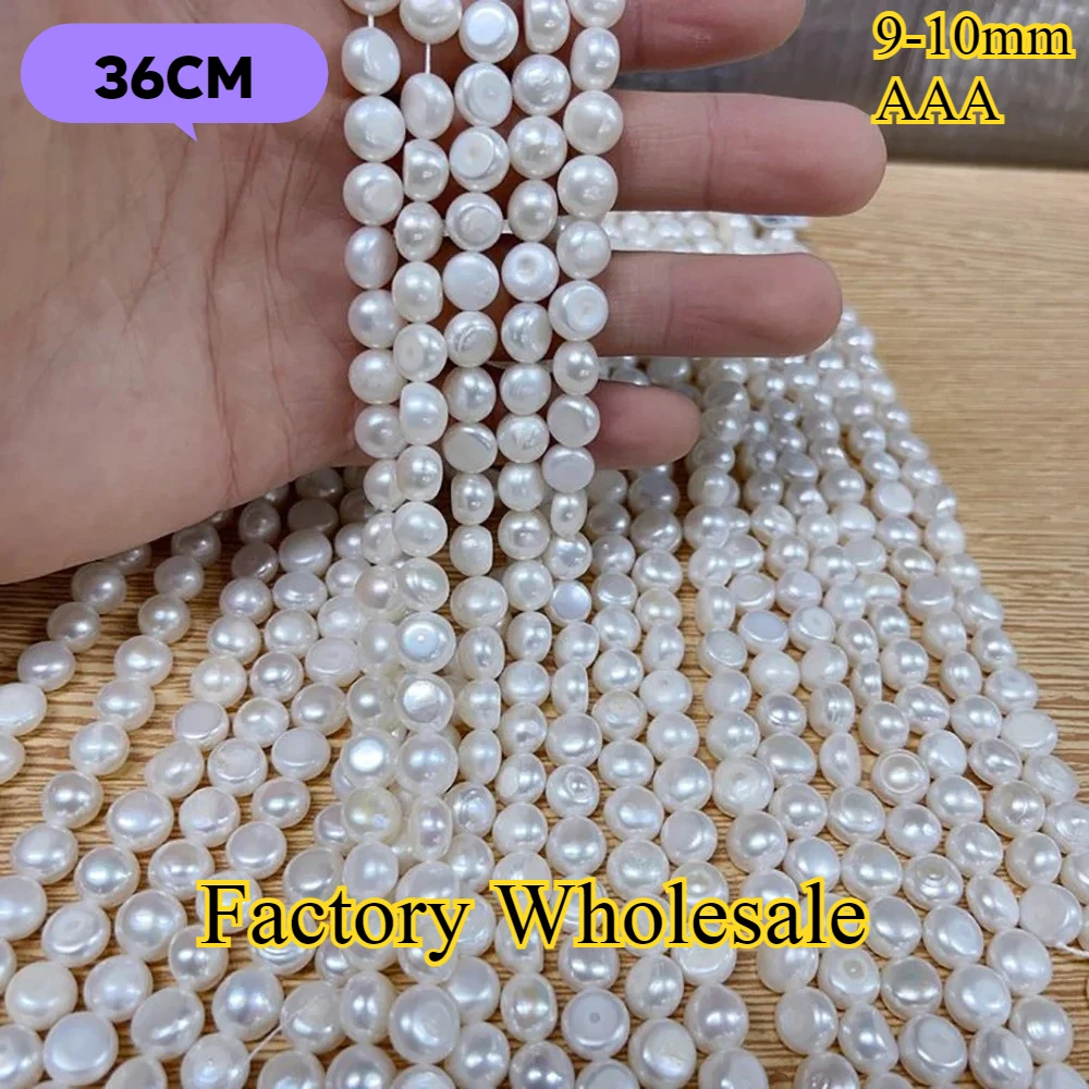 

9-10mm AAA Hot Sale Premium Flat Button Bead Factory Wholesale Natural Freshwater Pearl Jewelry Make DIY Necklace Bracelet Gift