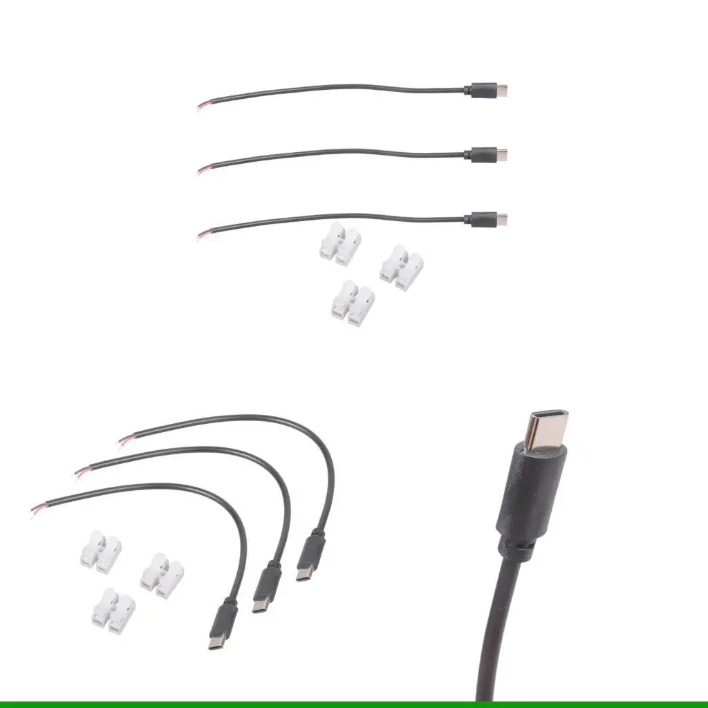 

U55C USB C на 2-контактный голый провод, шнур питания с открытым концом, 90 градусов, USB-штекер типа C, 2-контактный косичка,