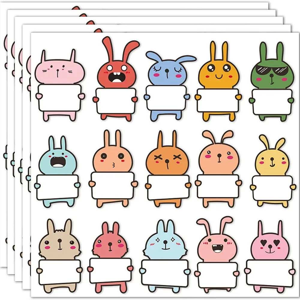 1/3/5Pcs Cute Rabbit Name Stickers Children Water Bottle Lunch Box Name Tags Labels  Stickers Kids Stationery School Supplies