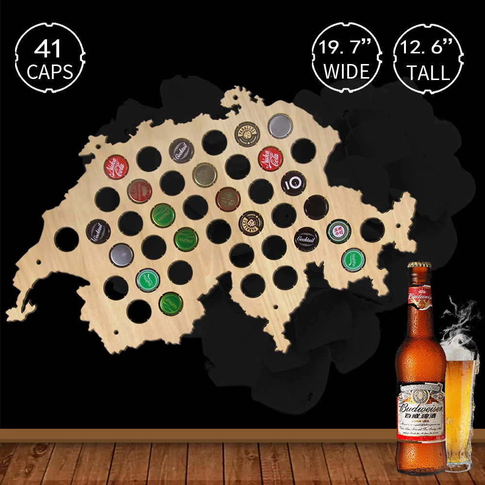 

Swiss Beer Cap Map Bottle Cap Map Of Switzerland Best Gift Patriotic Wall Decor Wooden Hanging Craft Map for Beer Aficionado