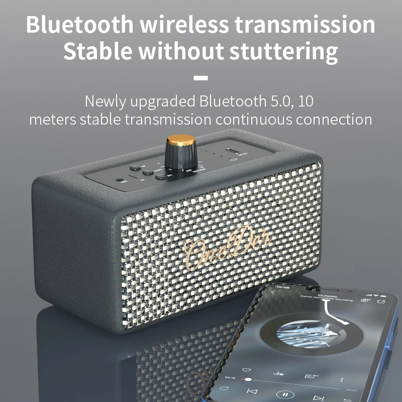 New Product Retro D3 Stereo Speaker Wireless Bluetooth Speaker Hi-Fi System BT5.0 TF Card Sound Box Small Portable Outdoor Audio