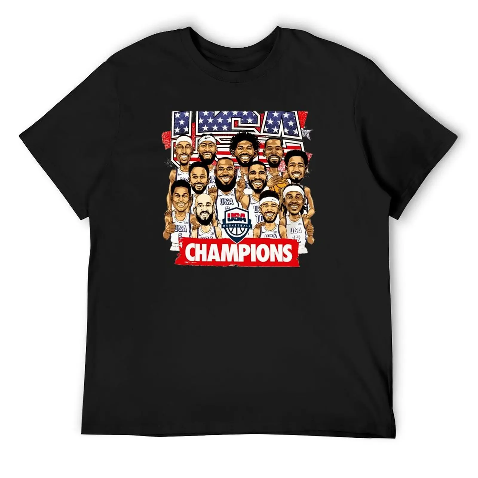 

Футболка Usa Basketbal Champions 2024, винтажная одежда, летняя одежда, простые футболки для мужчин