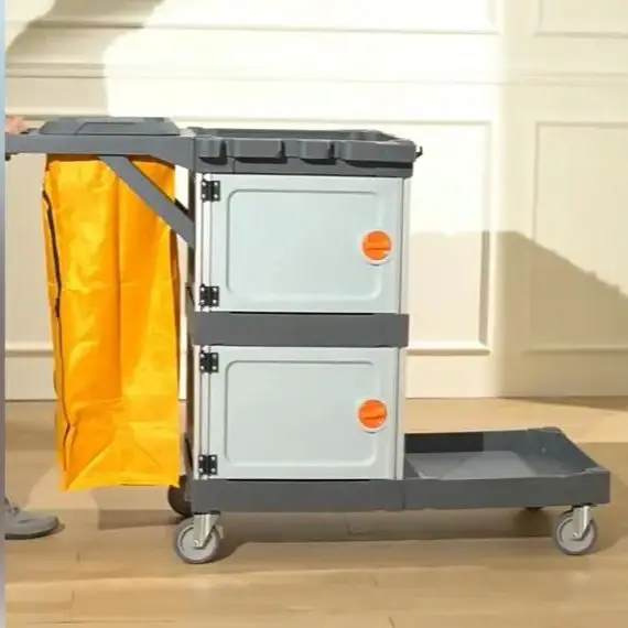 Multifunctional Cleaning Cart Large-Capacity Hotel Trolley with Storage for Commercial Use Durable Handling Cart