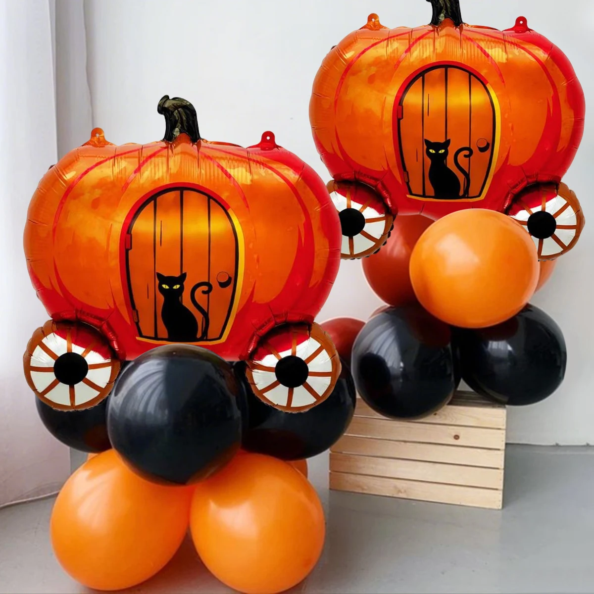 1/2 Stück Halloween Schwarzer Kürbisballon, Kutschenballon, gruselige Dekoration – Detail 5