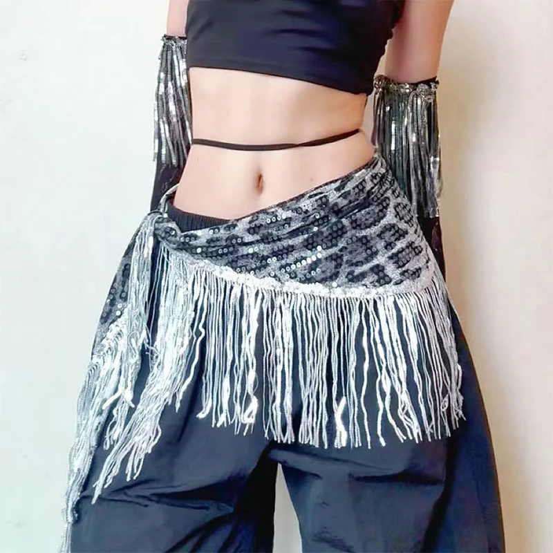1pc Belly Dancing Leopard Print Hip Scarf Outfit for Women Jazz Dance Belt Costume Accessory Dance Clothes Oriental Dance Wear