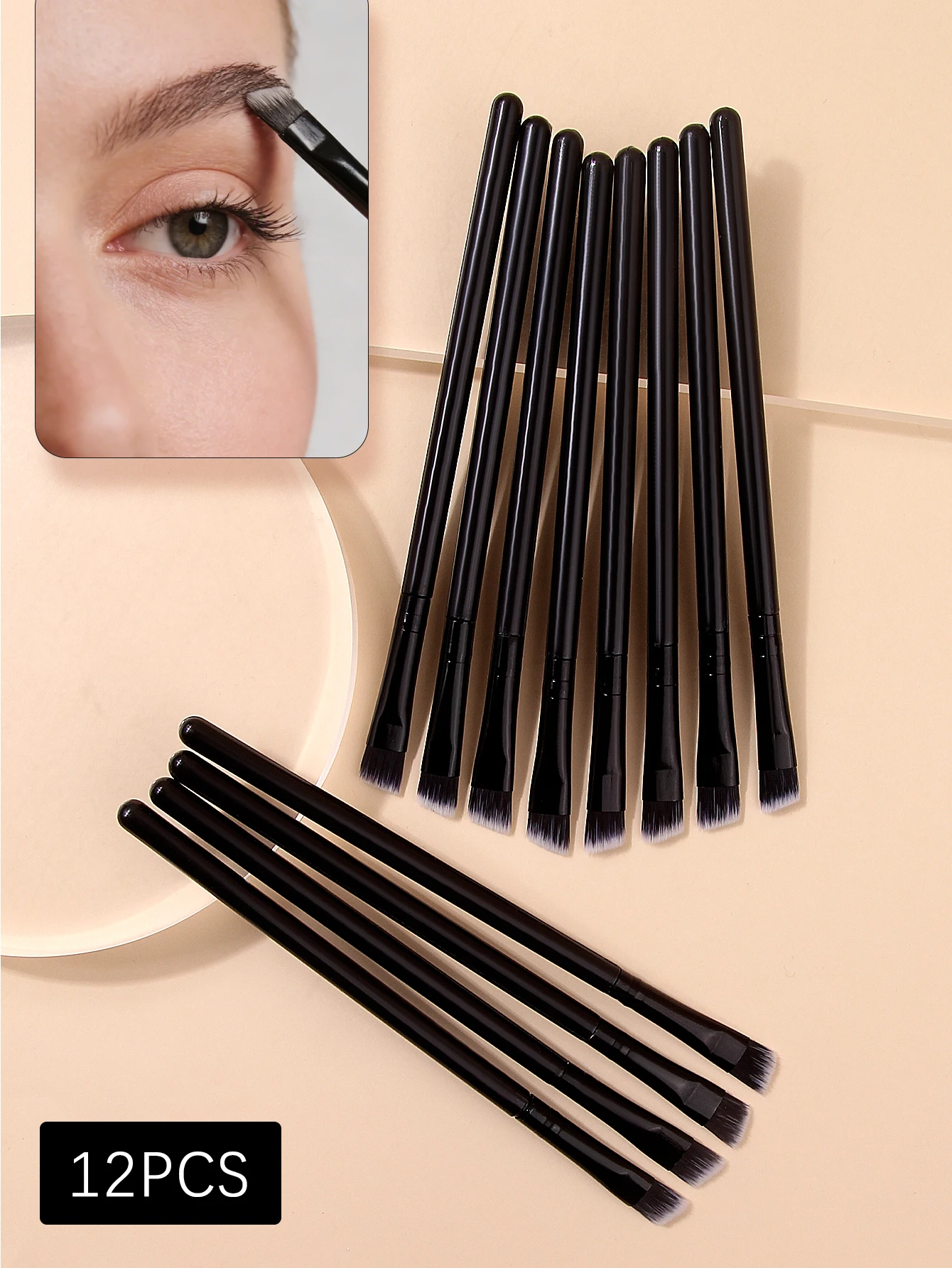 2/12 قطعة ترقية شفرة كحل فرشاة رقيقة جدا غرامة زاوية شقة الحاجب فرشاة تحت العينين مكان فرشاة التفاصيل الدقيقة