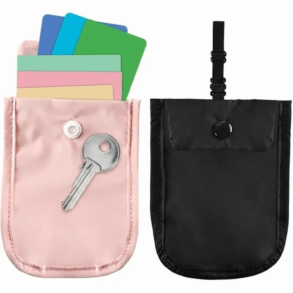 Solid Color Hidden Bra Wallet Safe Anti-theft RFID-Blocking Money Pouch with Adjustable Elastic Strap Portable