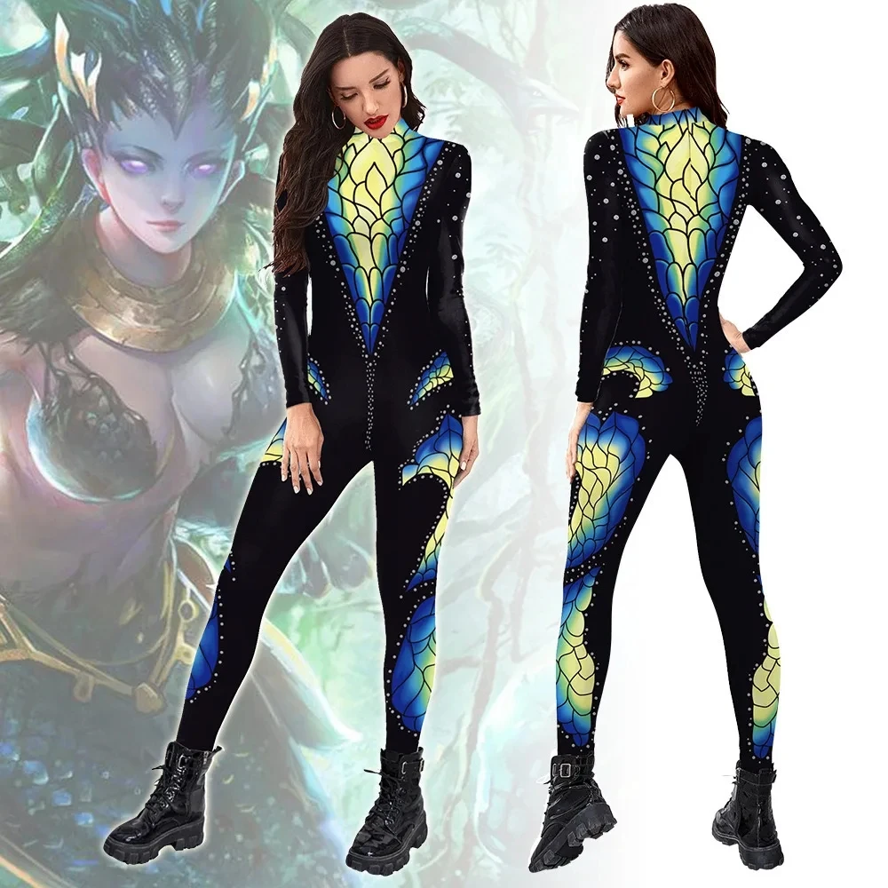 Mono con estampado 3D de piel de cocodrilo para mujer, mono Sexy a la moda, traje de Cosplay, Catsuit