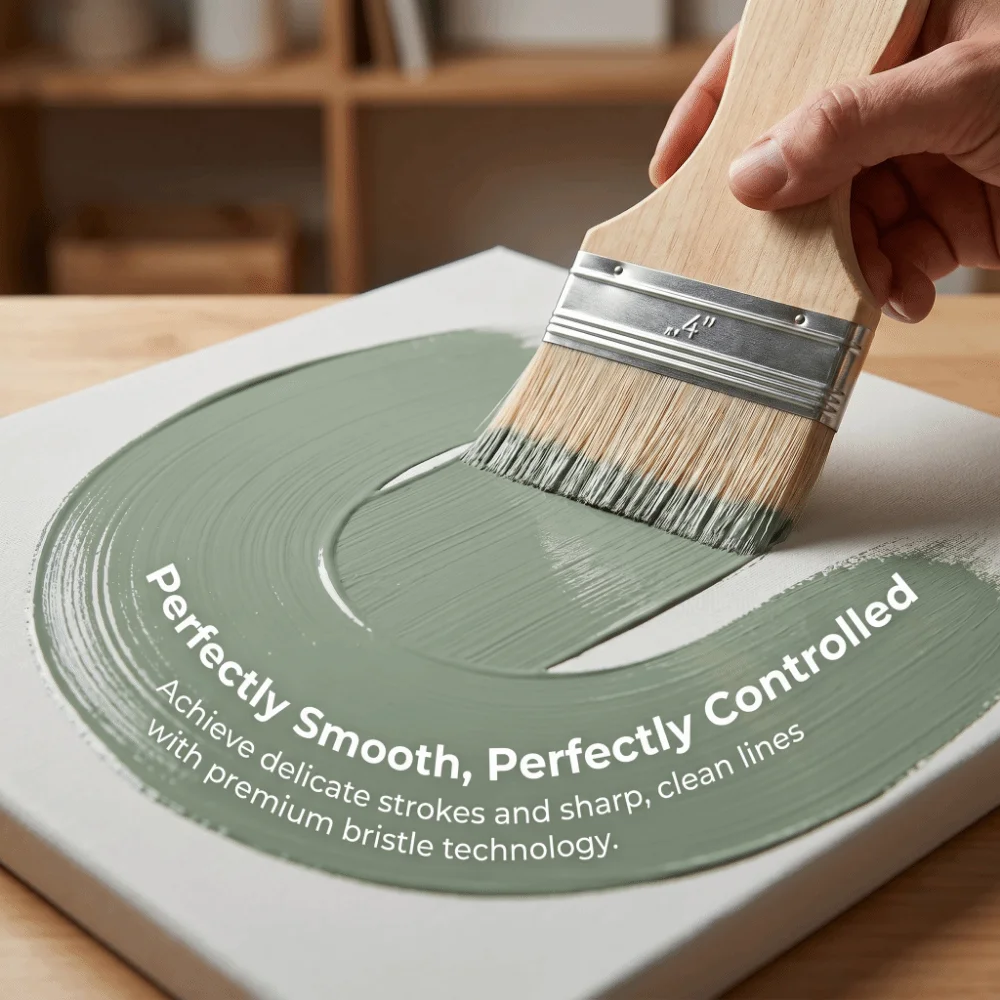 3/4Pcs Wooden Handle Flat Paddle Paint Brushes Multipurpose Easy to Clean Artist Painting Brushes Reusable 2/3/4/5in
