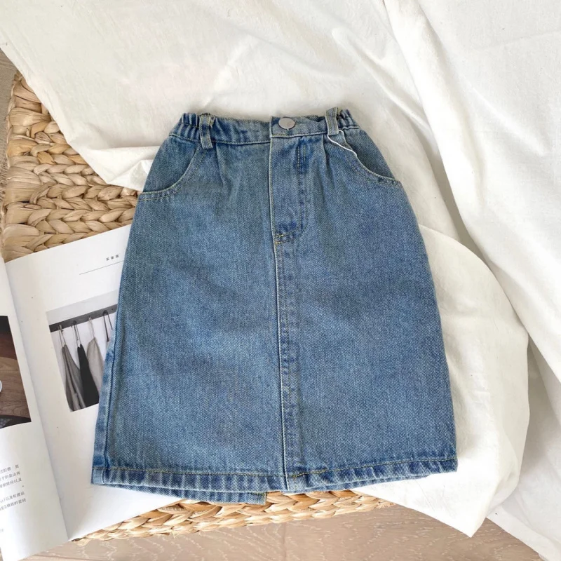 

Baby Girls Retro Slit Denim Skirt for Children's Fashion Clothing High Quality Spring Autumn Summer Baby Kids Clothes 1-7Y