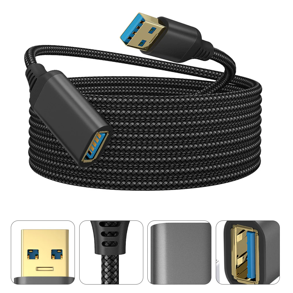 

10FT USB 30 Male to Female Data Cable Weave Transfer High Speed Durable Lightweight Nylon Copper USB Extension Cord