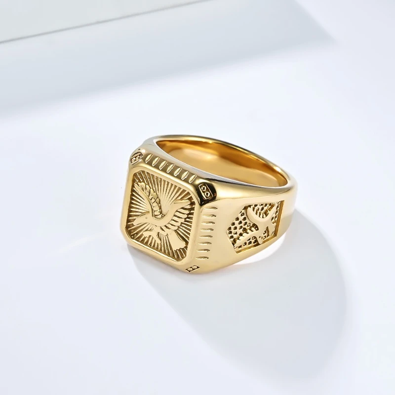 Adler-Geometrie-Ringe aus Edelstahl für Herren, personalisierter modischer Ringschmuck