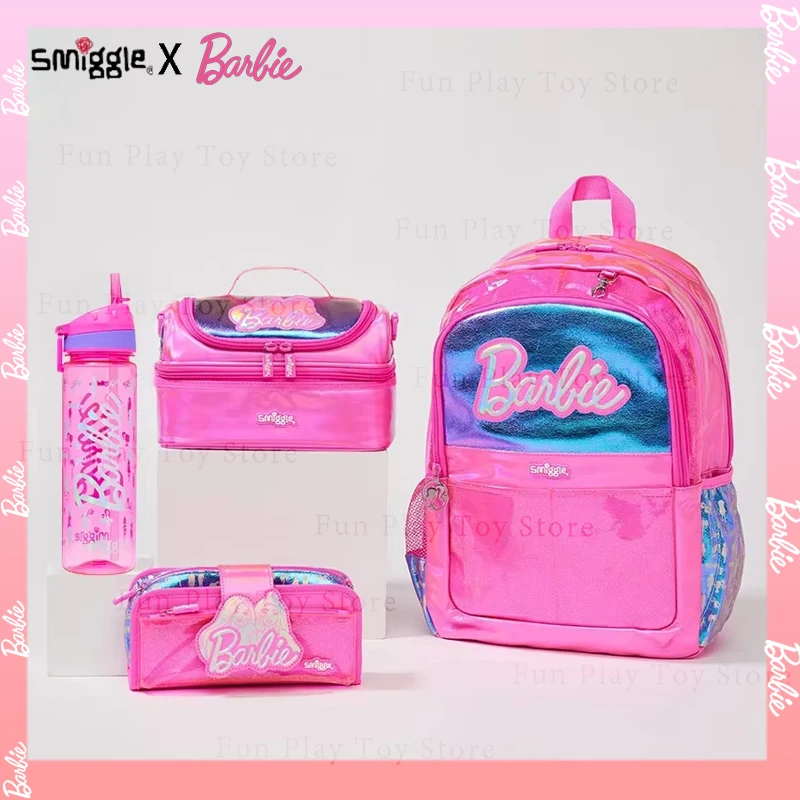 

In stock genuine Australian Smiggle Barbie series student backpack stationery pencil case lunch bag backpack girl gift