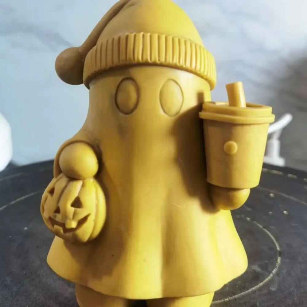 Cute Ghost Reading Book Lamp Resin Night Light Creative Desktop Ornament Halloween Decor Home Bedroom Bedside Lighting