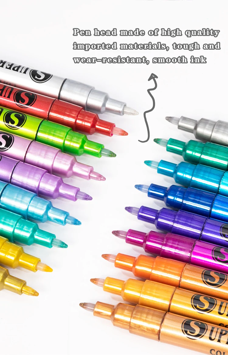 36 colori Penne per ptura a guazzo acrilica Pennarelli a doppia punta per legno Pietra Roccia Ptura Vetro Ceramica Superfici Artigianato fai da te Creazione d'arte  21