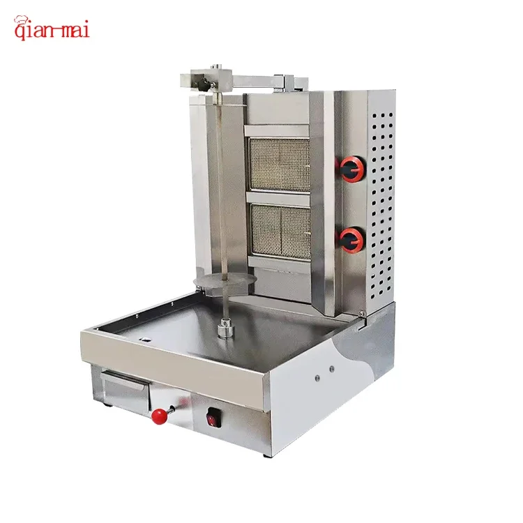 

Stainless Steel 2-Burner Barbecue Grill Chicken Doner Kabab Maker Gas Automatic Shawarma Machine For Kebab Kitchen Equipment