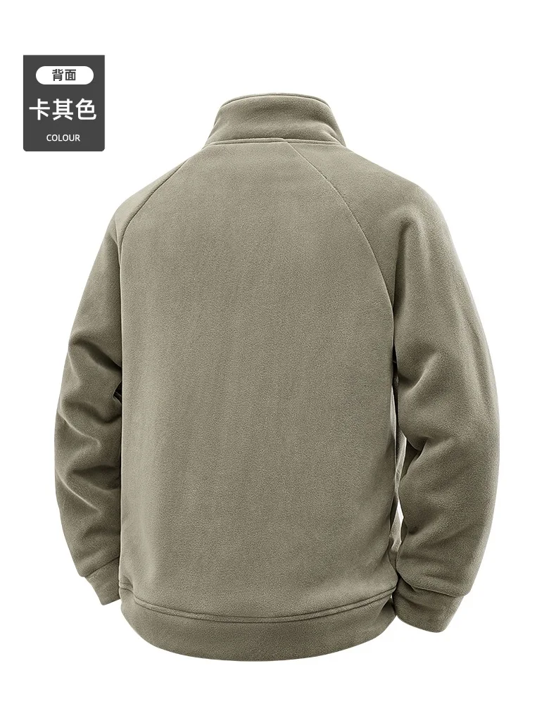 Men's Stand up Collar Fleece Jacket Thick Casual Wear Coat for Autumn Winter Comfortable Warm Stand up Collar Fleece Jacket