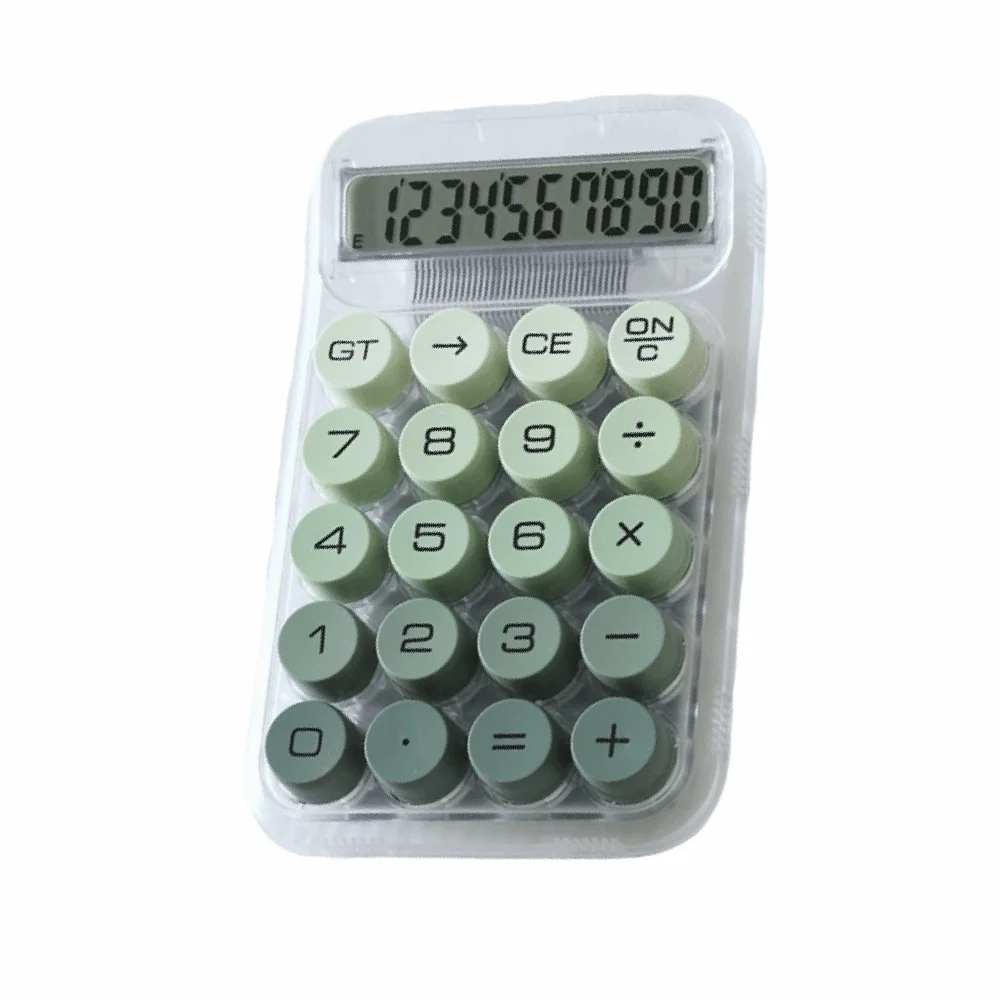 10-digit Display Electronic Calculator Transparent Design Gradient Color Desktop Calculator Lcd Display Large Buttons