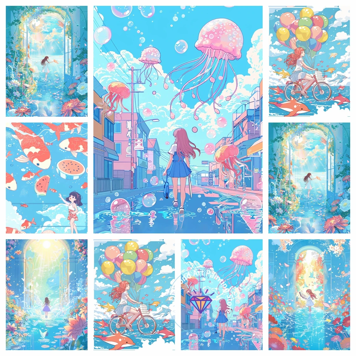 

AB Diamond Painting Kits Art Summer Dream Water World Embroidery Jewelry Mosaic Cross Stitch Home Decor Children's Gift Crafts