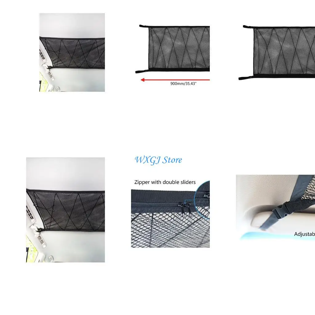 

37JE Car Ceiling Storage Net Pocket Portable Roof Interior Hanging Net Bag Large Capacity Auto Cargo Products